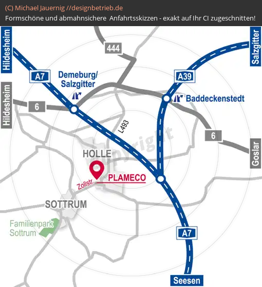 Wegbeschreibung Holle Plameco Fachbetrieb Hildesheim (585)