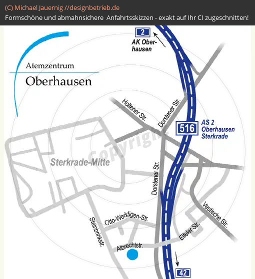 Anfahrtsskizzen erstellen / Wegbeschreibung Oberhausen   Löwenstein Medical GmbH & Co. KG (104)