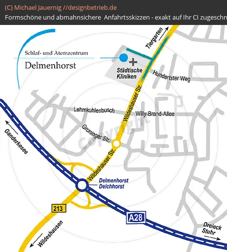 Anfahrtsskizzen erstellen / Wegbeschreibung Delmenhorst   Löwenstein Medical GmbH & Co. KG (114)