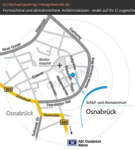 Anfahrtsskizzen erstellen / Wegbeschreibung Osnabrück   Löwenstein Medical GmbH & Co. KG (117)