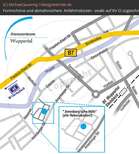 Anfahrtsskizzen erstellen / Wegbeschreibung Wuppertal   Löwenstein Medical GmbH & Co. KG (119)