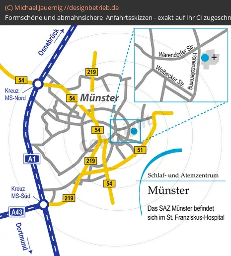 Anfahrtsskizzen erstellen / Wegbeschreibung Münster   Löwenstein Medical GmbH & Co. KG (143)
