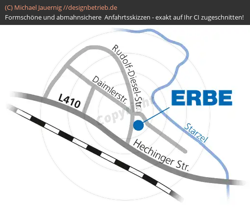 Anfahrtsskizzen erstellen / Wegbeschreibung Rangendingen Detailskizze   ERBE Elektromedizin GmbH (213)