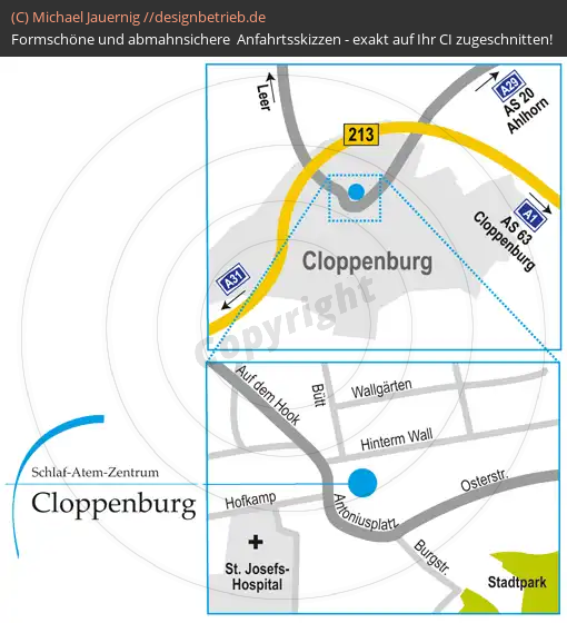 Anfahrtsskizzen erstellen / Wegbeschreibung Cloppenburg   Löwenstein Medical GmbH & Co. KG (226)