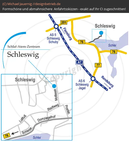 Anfahrtsskizzen erstellen / Wegbeschreibung Schleswig   Löwenstein Medical GmbH & Co. KG (240)