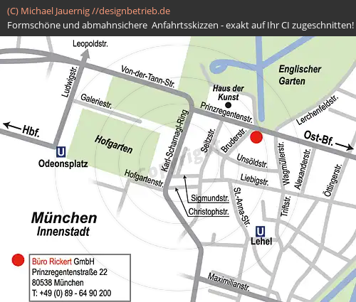 Anfahrtsskizzen erstellen / Wegbeschreibung München (Detailskizze)   Büro Rickert (246)