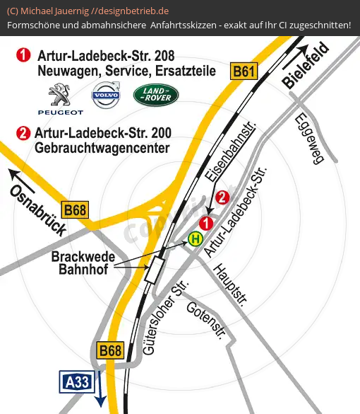 Anfahrtsskizzen erstellen / Wegbeschreibung Bielefeld   Autohaus Markötter (250)