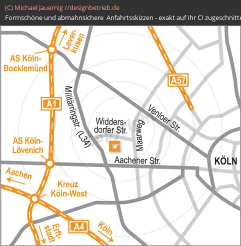 Anfahrtsskizzen erstellen / Wegbeschreibung Köln Übersichtsplan   seneos GmbH (269)
