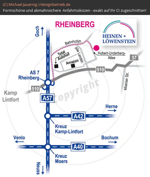 Wegbeschreibung Rheinberg Löwenstein Medical GmbH & Co. KG (303)