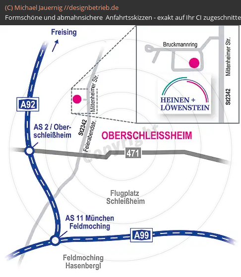 Anfahrtsskizzen erstellen / Wegbeschreibung Oberschleißheim   Löwenstein Medical GmbH & Co. KG (305)