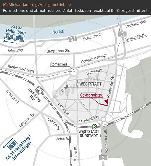 Anfahrtsskizzen erstellen / Wegbeschreibung Heidelberg   Kalkmann Wohnwerte GmbH & Co. KG (309)