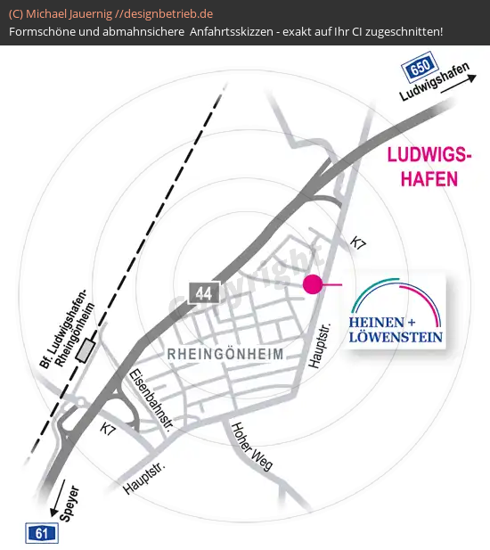 Anfahrtsskizzen erstellen / Wegbeschreibung Ludwigshafen   Löwenstein Medical GmbH & Co. KG (327)