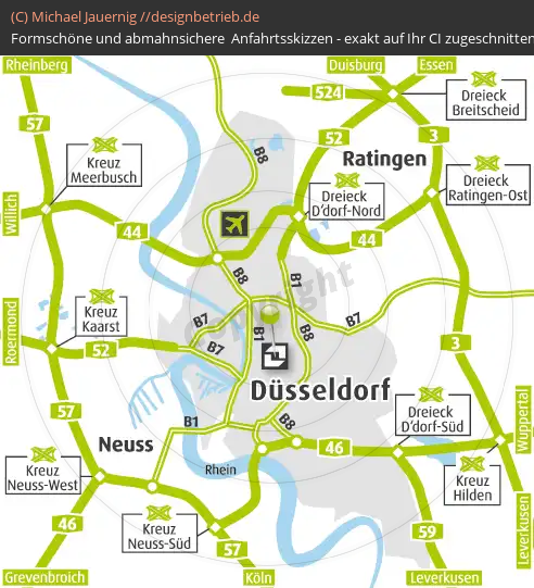 Anfahrtsskizzen erstellen / Wegbeschreibung Düsseldorf Übersichtsplan   DERAG Living Hotel Düsseldorf (352)