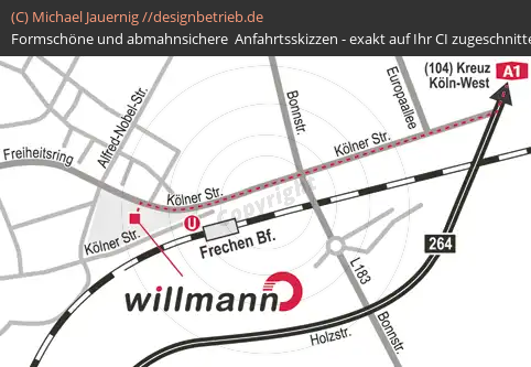 Anfahrtsskizzen erstellen / Wegbeschreibung Frechen Kölner Straße   HSW Willmann GmbH (354)