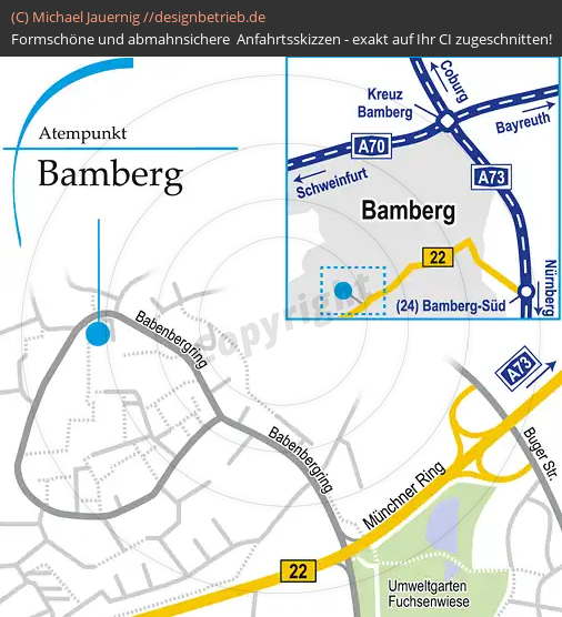 Anfahrtsskizzen erstellen / Wegbeschreibung Bamberg Babenbergring   Löwenstein Medical GmbH & Co. KG (367)