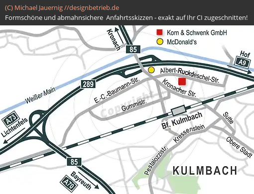 Anfahrtsskizzen erstellen / Wegbeschreibung Kulmbach Albert-Ruckdeschel-Straße   Korn & Schwenk GmbH (380)