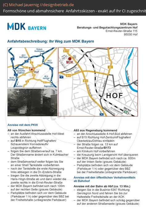 Anfahrtsskizzen erstellen / Wegbeschreibung Hof Ernst-Reuter-Straße   MDK Bayern (383)
