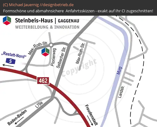 Anfahrtsskizzen erstellen / Wegbeschreibung Gaggenau Max-Roth-Straße   Steinbeis Business Academy (395)