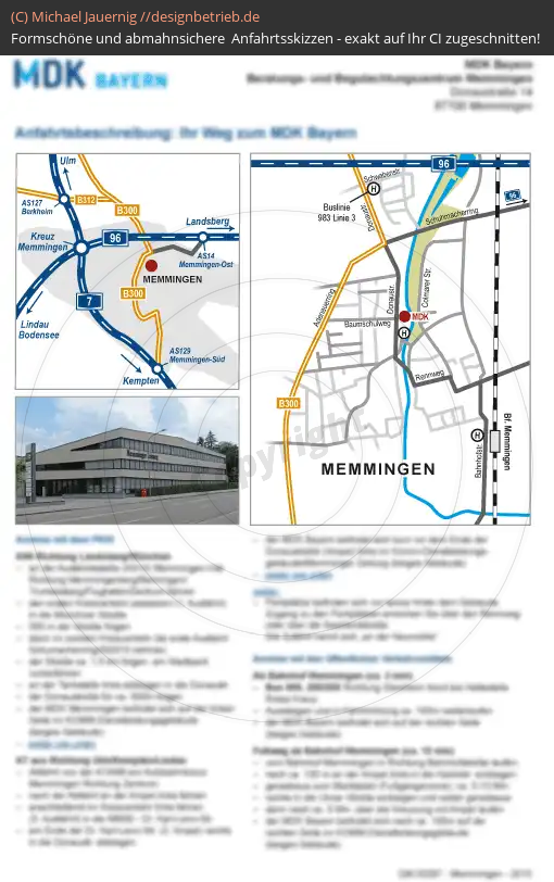 Anfahrtsskizzen erstellen / Wegbeschreibung Memmingen Donaustraße   MDK Bayern (397)