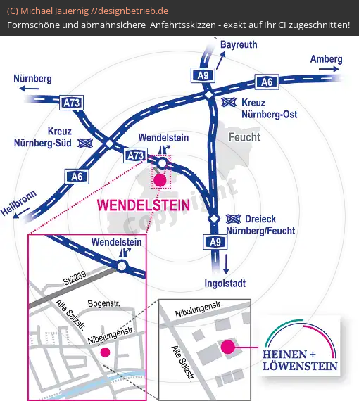 Anfahrtsskizzen erstellen / Wegbeschreibung Wendelstein   Löwenstein Medical GmbH & Co. KG (414)