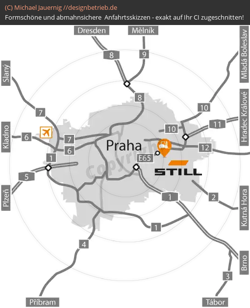 Anfahrtsskizzen erstellen / Wegbeschreibung Prag Übersichtskarte   STILL GmbH (416)
