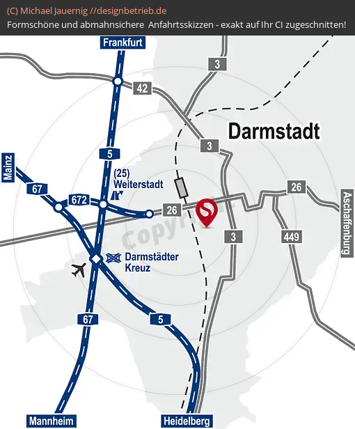 Anfahrtsskizzen erstellen / Wegbeschreibung Darmstadt Überschtskarte   Künzel plus GmbH PRINT MEDIA EXPERTISE (422)
