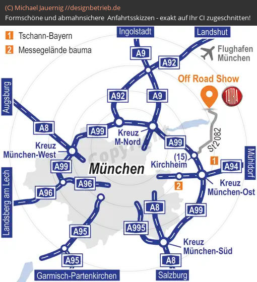 Anfahrtsskizzen erstellen / Wegbeschreibung Poing Übersichtskarte   Tschann Bayern GmbH (428)