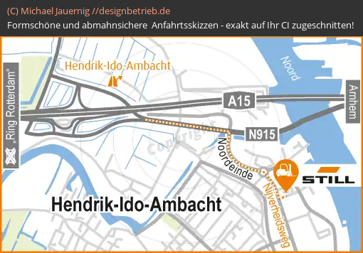 Anfahrtsskizzen erstellen / Wegbeschreibung Hendrik-Ido-Ambacht bei Rotterdam (Niederlande) Detailskizze   STILL GmbH (433)