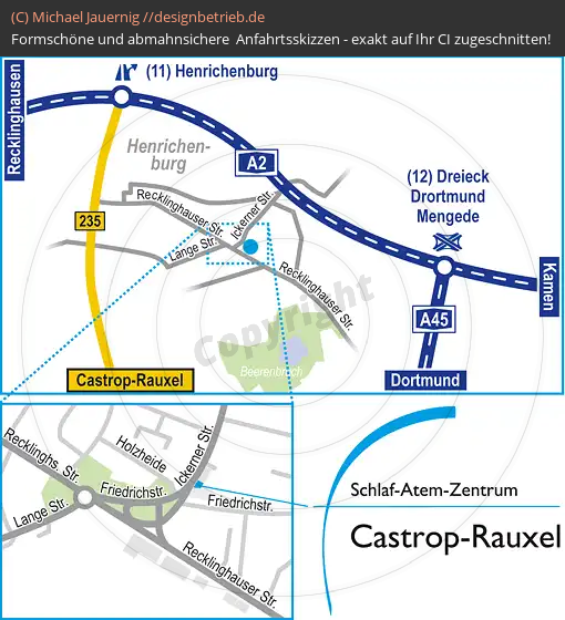 Anfahrtsskizzen erstellen / Wegbeschreibung Castrop-Rauxel Ickerner Straße   Schlaf-Atem-Zentrum Löwenstein Medical GmbH & Co. KG (525)