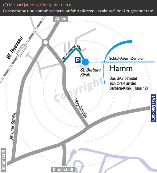 Anfahrtsskizzen erstellen / Wegbeschreibung Hamm Am Heesener Wald   Schlaf-Atem-Zentrum Löwenstein Medical GmbH & Co. KG (527)