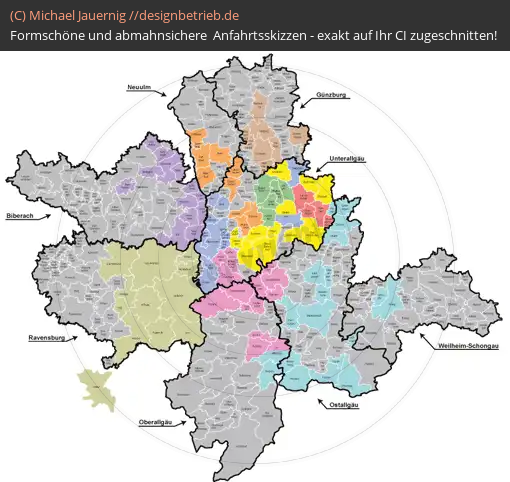 Anfahrtsskizzen erstellen / Wegbeschreibung Landkreise Bayern und Baden-Württemberg   VR-Bank Memmingen eG (528)