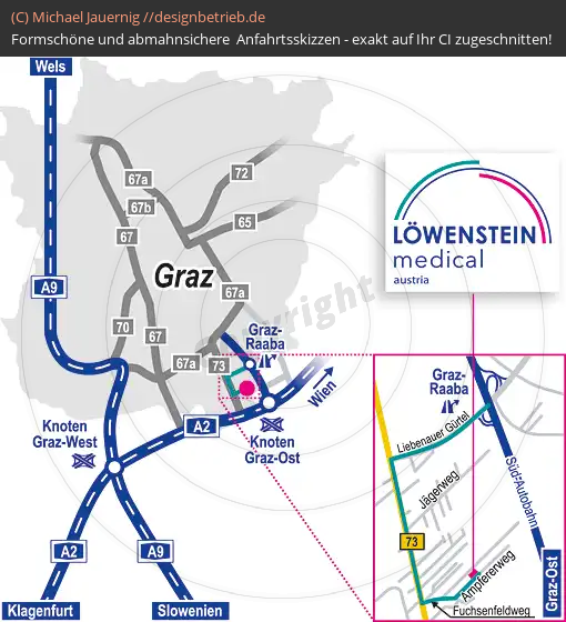 Anfahrtsskizzen erstellen / Wegbeschreibung Graz   Niederlassung Löwenstein Medical GmbH & Co. KG (541)