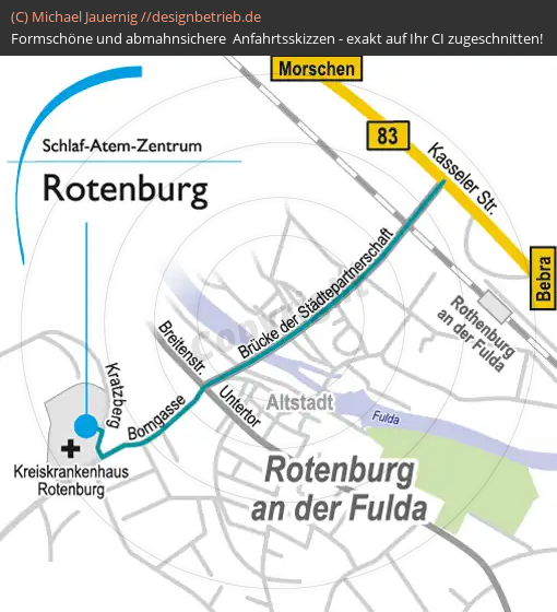 Anfahrtsskizzen erstellen / Wegbeschreibung Rotenburg / Fulda   Schlaf-Atem-Zentrum 1 | Löwenstein Medical GmbH & Co. KG (551)
