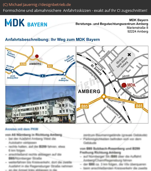 Anfahrtsskizzen erstellen / Wegbeschreibung Amberg   MDK Bayern (563)
