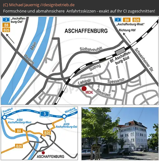 Anfahrtsskizzen erstellen / Wegbeschreibung Aschaffenburg   MDK Bayern (564)