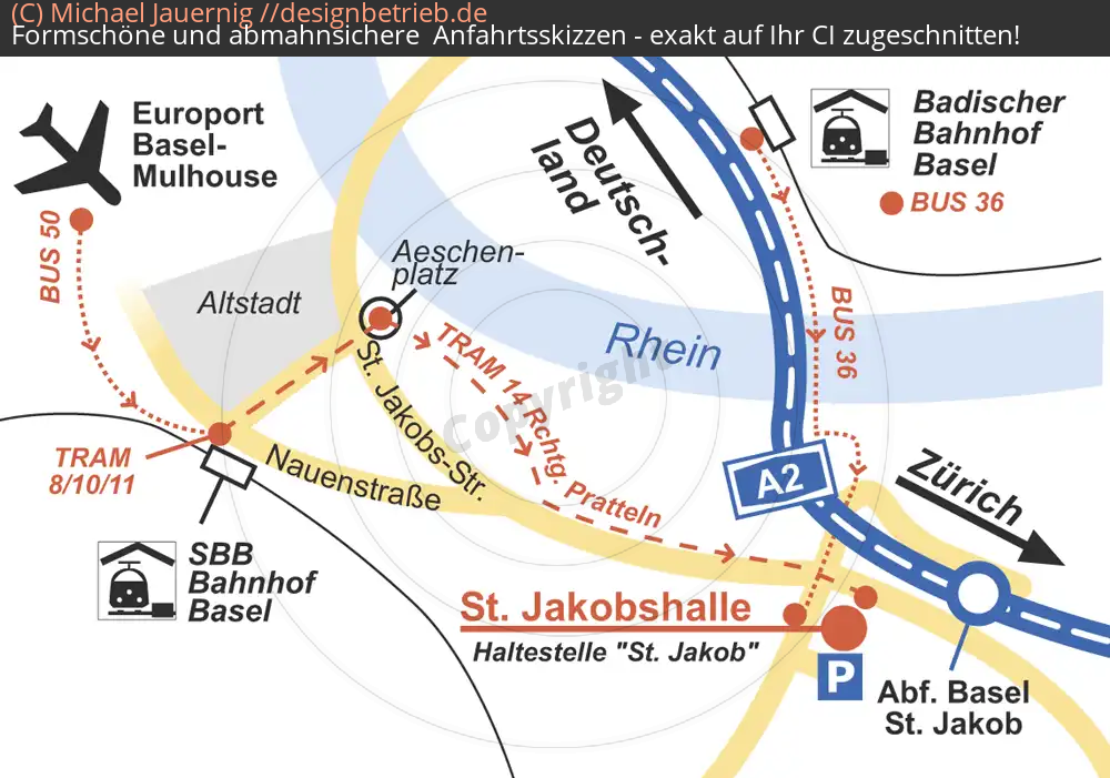 Anfahrtsskizzen erstellen / Wegbeschreibung Basel   (St. Jakobshalle) (6)