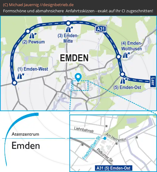 Anfahrtsskizzen erstellen / Wegbeschreibung Emden   Atem-Zentrum | Löwenstein Medical GmbH & Co. KG (618)