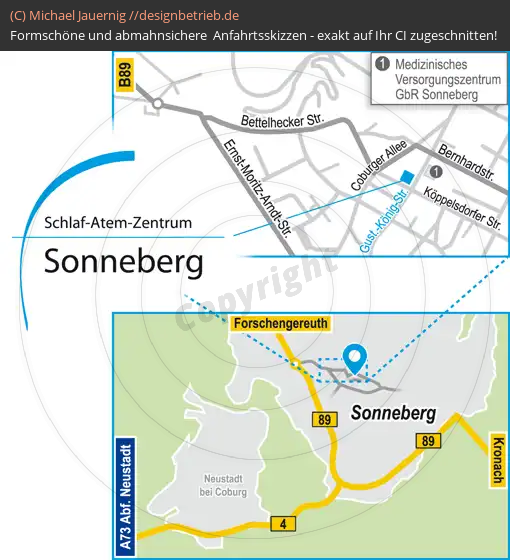 Anfahrtsskizzen erstellen / Wegbeschreibung Sonneberg   Schlaf-Atem-Zentrum | Löwenstein Medical GmbH & Co. KG (622)