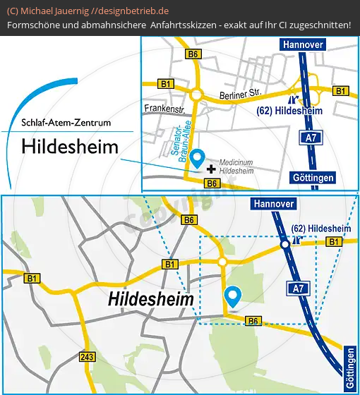 Anfahrtsskizzen erstellen / Wegbeschreibung Hildesheim   Schlaf-Atem-Zentrum | Löwenstein Medical GmbH & Co. KG (630)