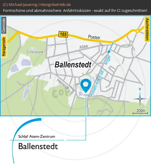Anfahrtsskizzen erstellen / Wegbeschreibung Ballenstedt   Schlaf-Atem-Zentrum | Löwenstein Medical GmbH & Co. KG (640)