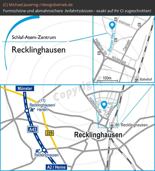 Anfahrtsskizzen erstellen / Wegbeschreibung Recklinghausen   Schlaf-Atem-Zentrum | Löwenstein Medical GmbH & Co. KG (652)
