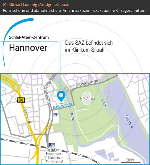 Anfahrtsskizzen erstellen / Wegbeschreibung Hannover   Schlaf-Atem-Zentrum | Löwenstein Medical GmbH & Co. KG (654)