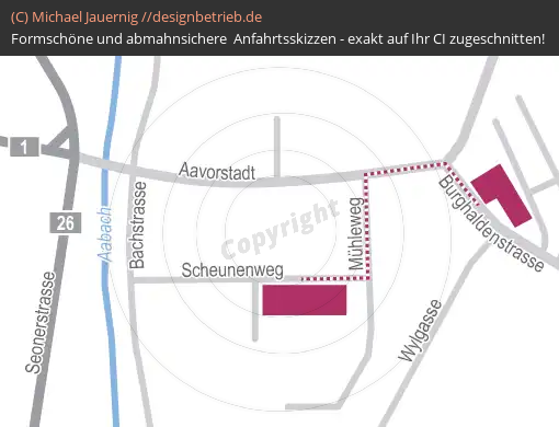 Anfahrtsskizzen erstellen / Wegbeschreibung Lenzburg    (Schweiz) | Webdesign S. Beer (664)