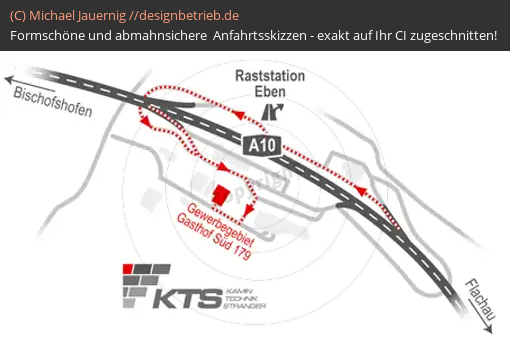 Anfahrtsskizzen erstellen / Wegbeschreibung Eben   KTS Kamintechnik Stranger GmbH (674)
