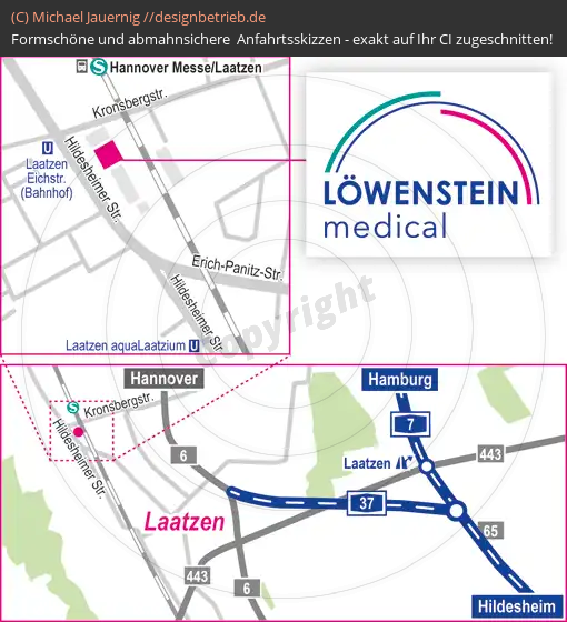 Anfahrtsskizzen erstellen / Wegbeschreibung Hannover   Niederlassung | Löwenstein Medical GmbH & Co. KG (676)