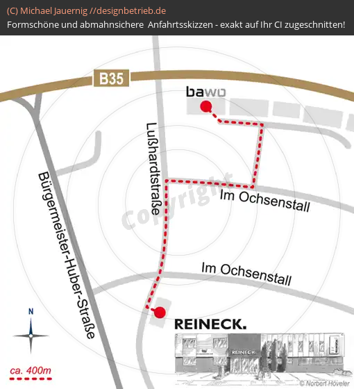 Anfahrtsskizzen erstellen / Wegbeschreibung Karlsdorf Lageplan  REINECK. (686)