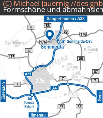 Anfahrtsskizzen erstellen / Wegbeschreibung Sömmerda Übersichtskarte  Übersichtskarte | BOHAI TRIMET Automotive Holding GmbH (707)