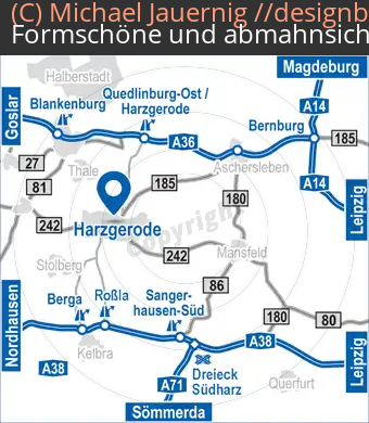 Anfahrtsskizzen erstellen / Wegbeschreibung Harzgerode Aluminiumallee Übersichtskarte  BOHAI TRIMET Automotive Holding GmbH (708)