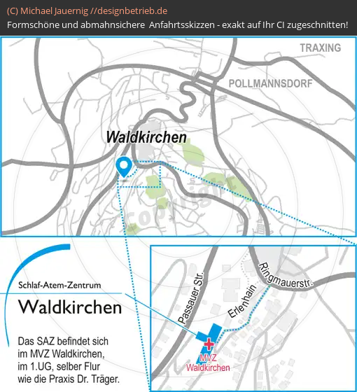 Anfahrtsskizzen erstellen / Wegbeschreibung Waldkirchen Erlenhain   Schlaf-Atem-Zentrum | Löwenstein Medical GmbH & Co. KG (714)