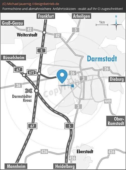 Anfahrtsskizzen erstellen / Wegbeschreibung Darmstadt Übersichtskarte  Dreher & Blasberg Immobiliengesellschaft mbH (728)
